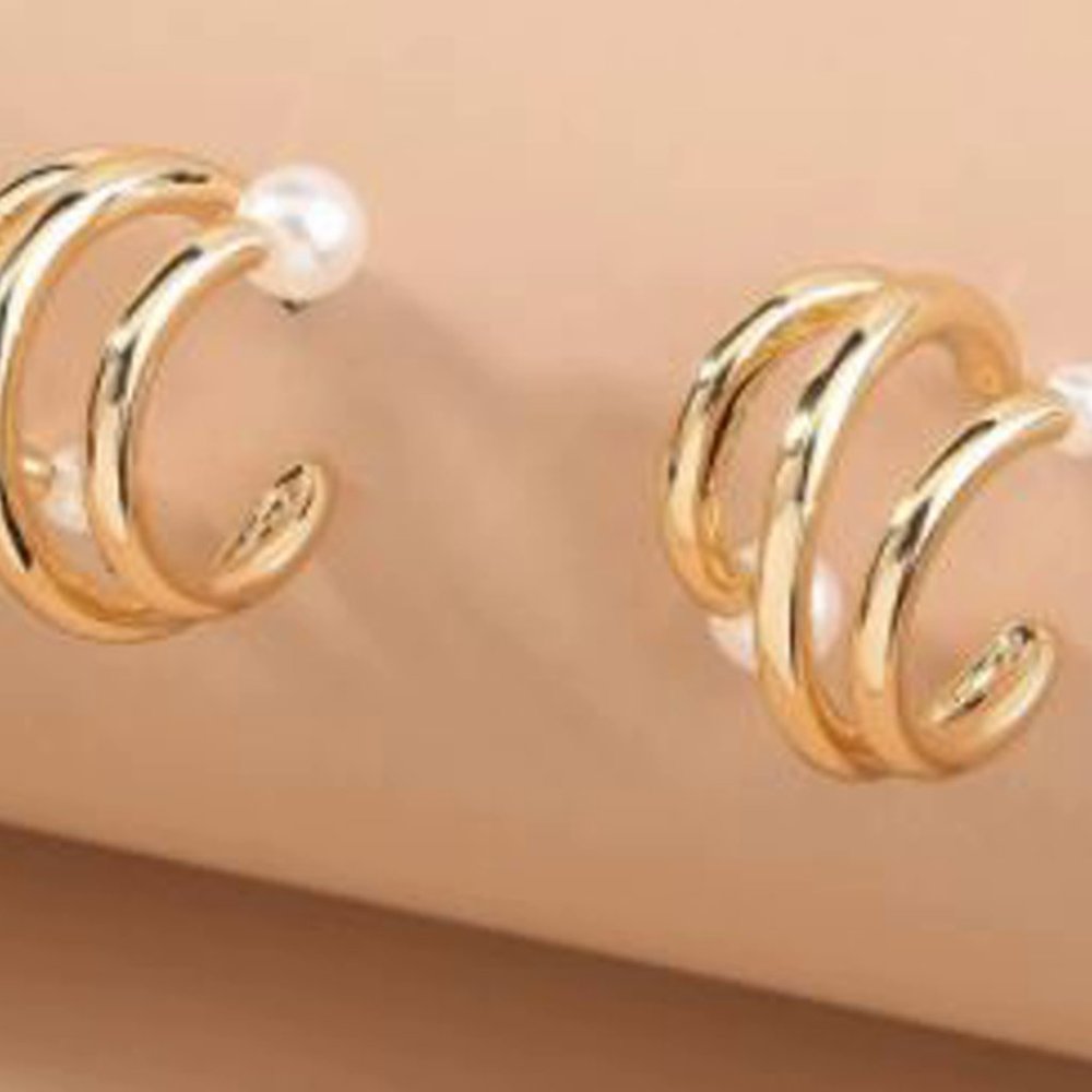 Gold and pearl earrings - Picture 4 of 4